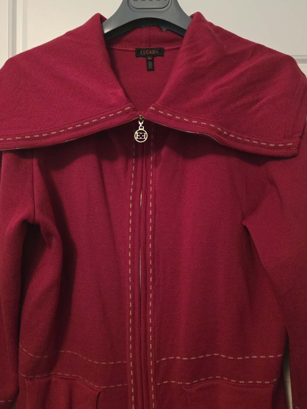 Escada Red Zip-Front Jacket - Picture 3 of 9
